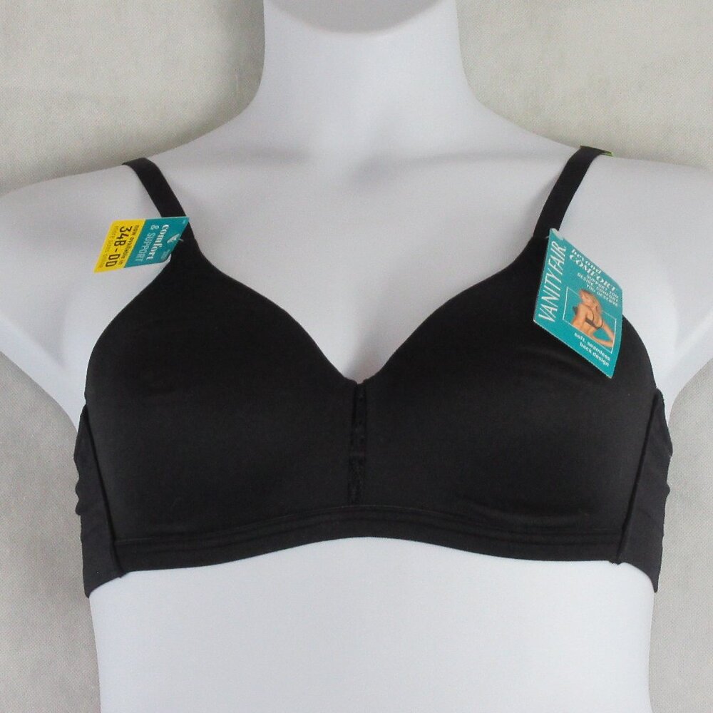 Vanity Fair Women's Beyond Comfort Full Coverage Wireless Bra, Black, 38B